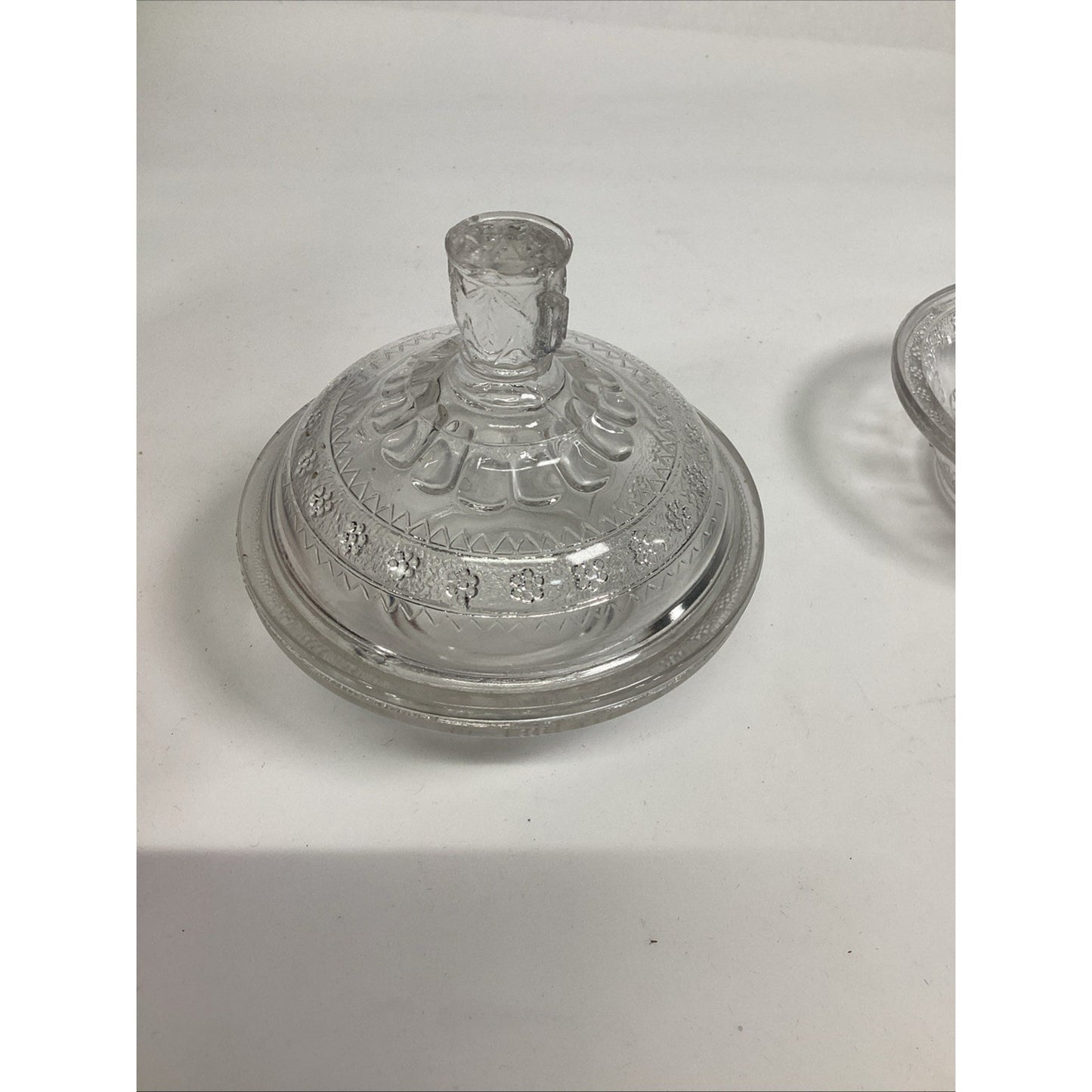 2 Antique EAPG Adam’s & Co Egyptian Oasis Pattern Sphinx Candy Dishes (1 Lidded)