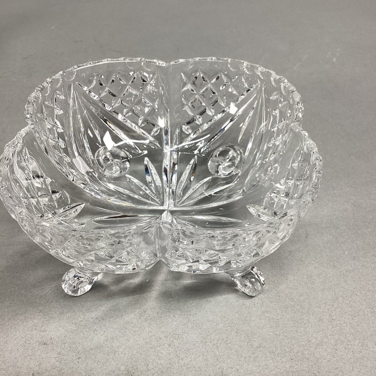 VTG Lead Cut Crystal Covered Candy Dish Spire Pinwheel Footed