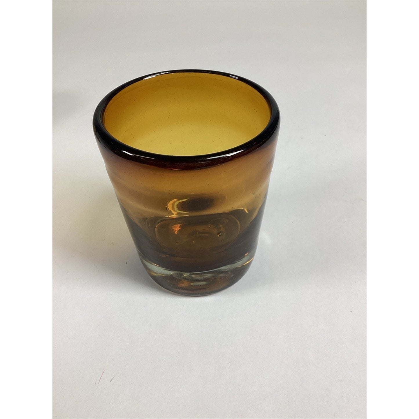 Vintage Amber Hand Blown Cocktail Drinking Glass - 4.25”H