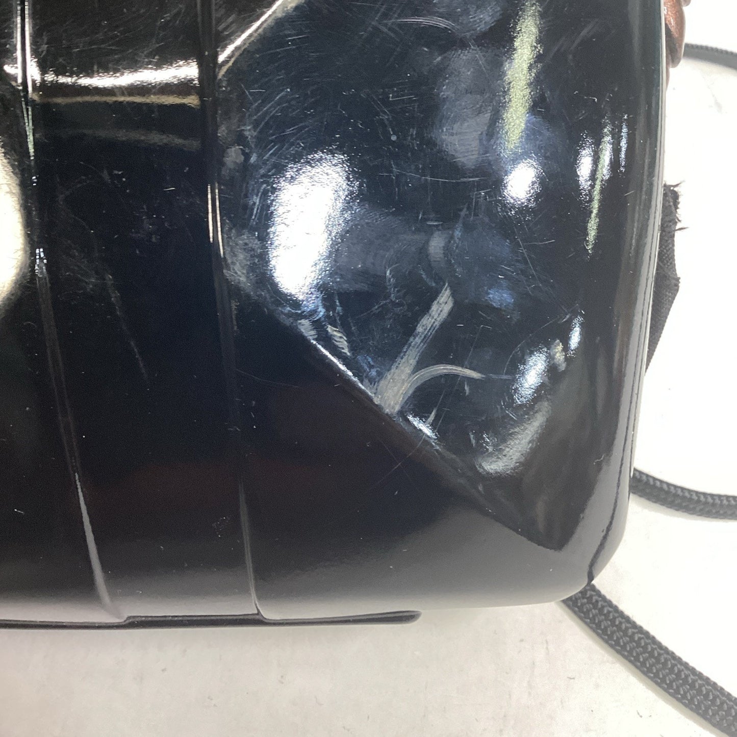 1980s Marc Levine Lacquered Black Hard Shell Bag W/ Strap