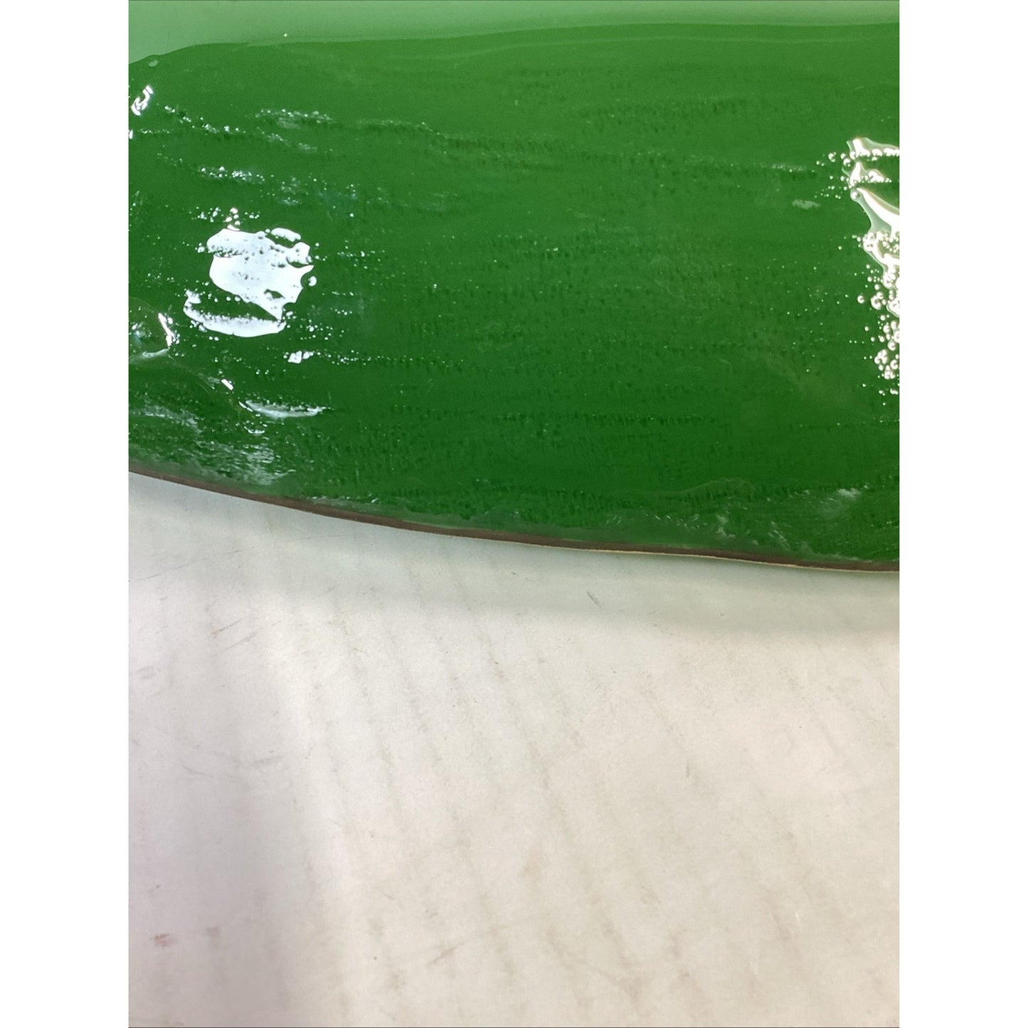 VTG MCM Green Glass Gondola Bowl Large Canoe Centerpiece W/ Gold Trim - 26.5”L