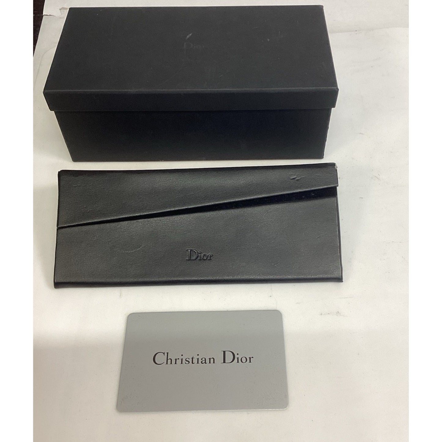 Christian Dior Black Folding Sunglasses Magnetic Eyeglasses Case With Card & Box