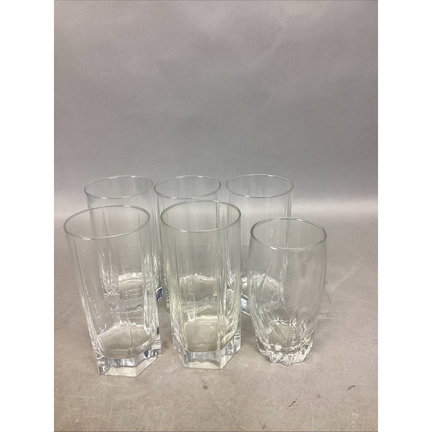 5 Cut Glass Highball 6x2.75” Glasses & 1 Noritake Drinking Glass - 5.5x2.5”