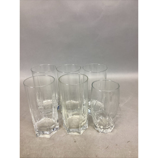5 Cut Glass Highball 6x2.75” Glasses & 1 Noritake Drinking Glass - 5.5x2.5”