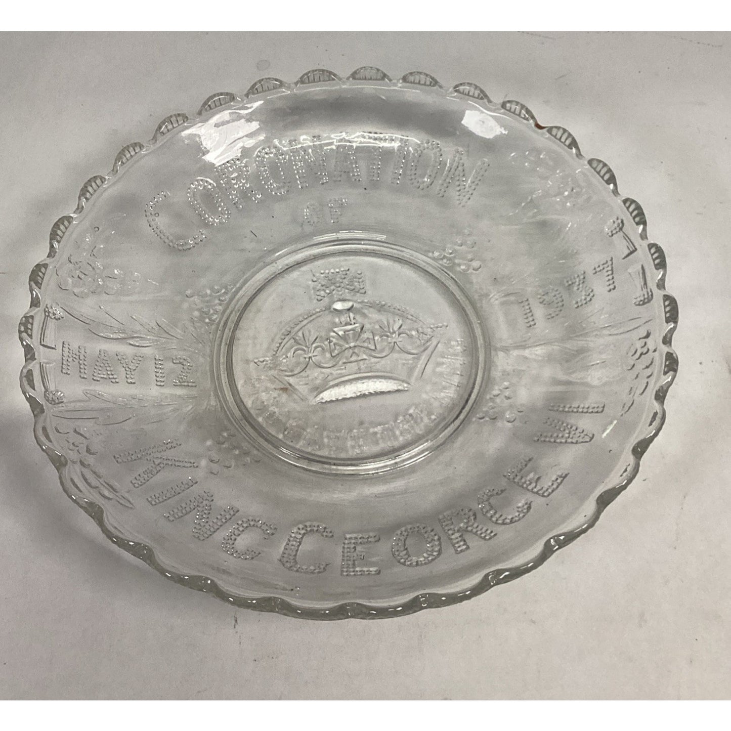 1937 Coronation of King George VI Pressed Glass Royal Commemorative Plate