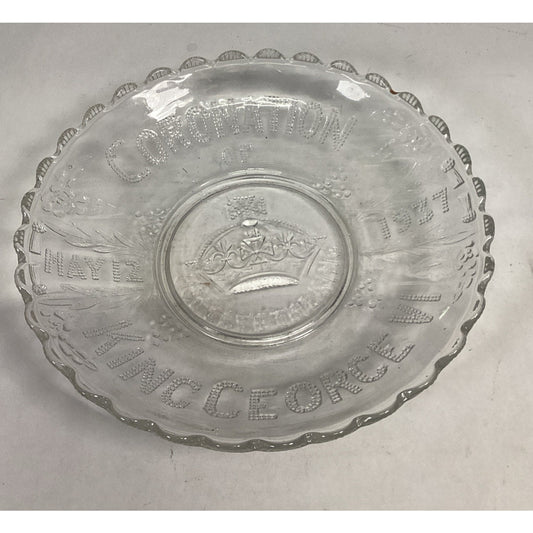1937 Coronation of King George VI Pressed Glass Royal Commemorative Plate