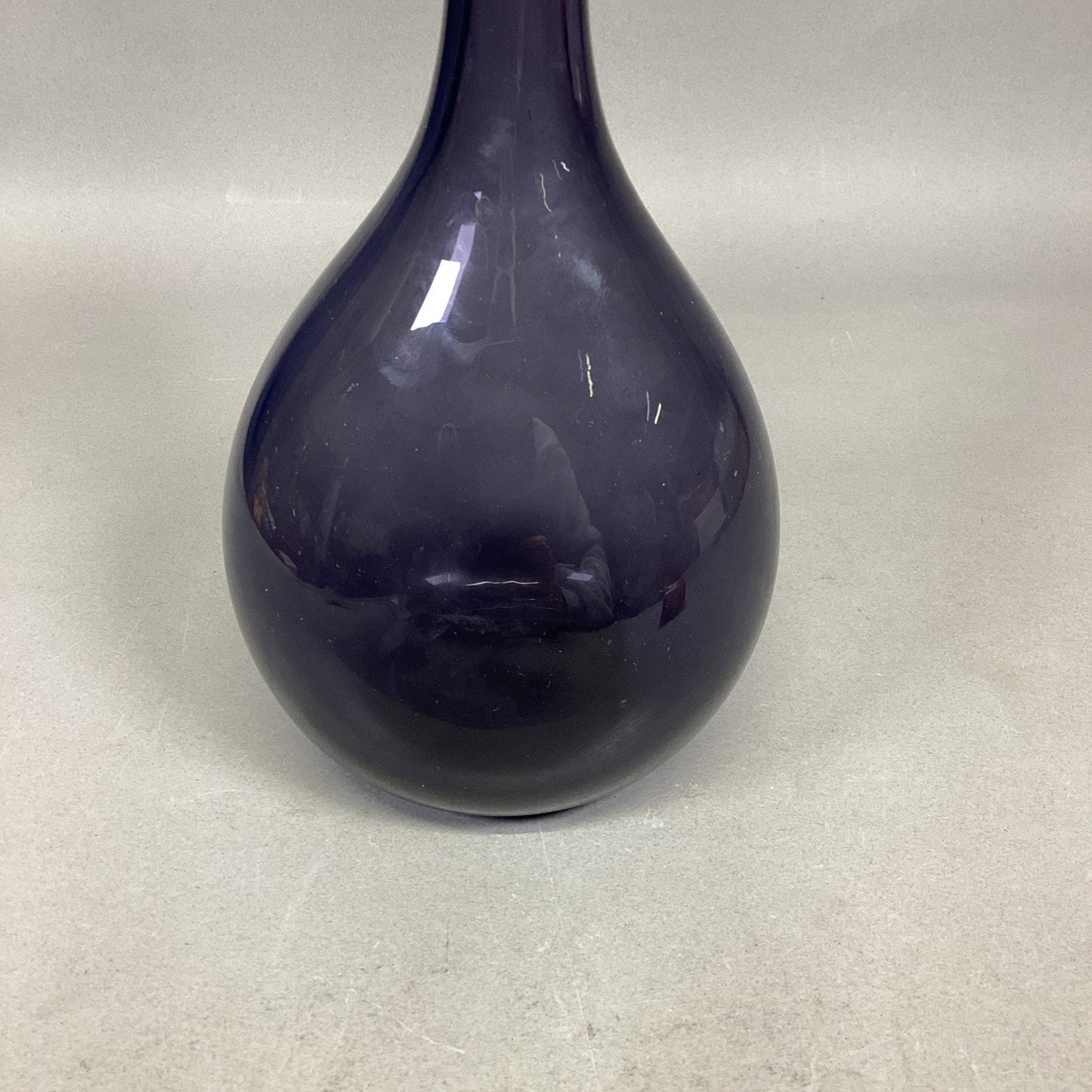 Vintage Hand Blown Purple Glass Bud Vase - 9”H