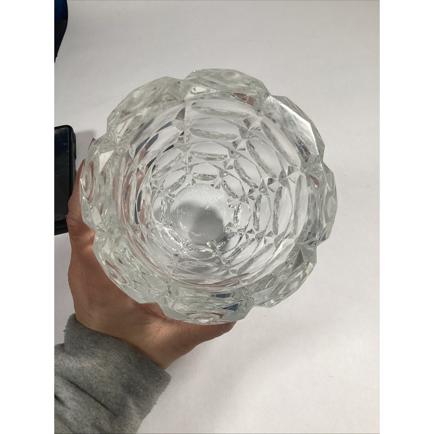 1930’s Saint-Louis French Crystal Centerpiece Vase W/ Facet Cut Design - Signed