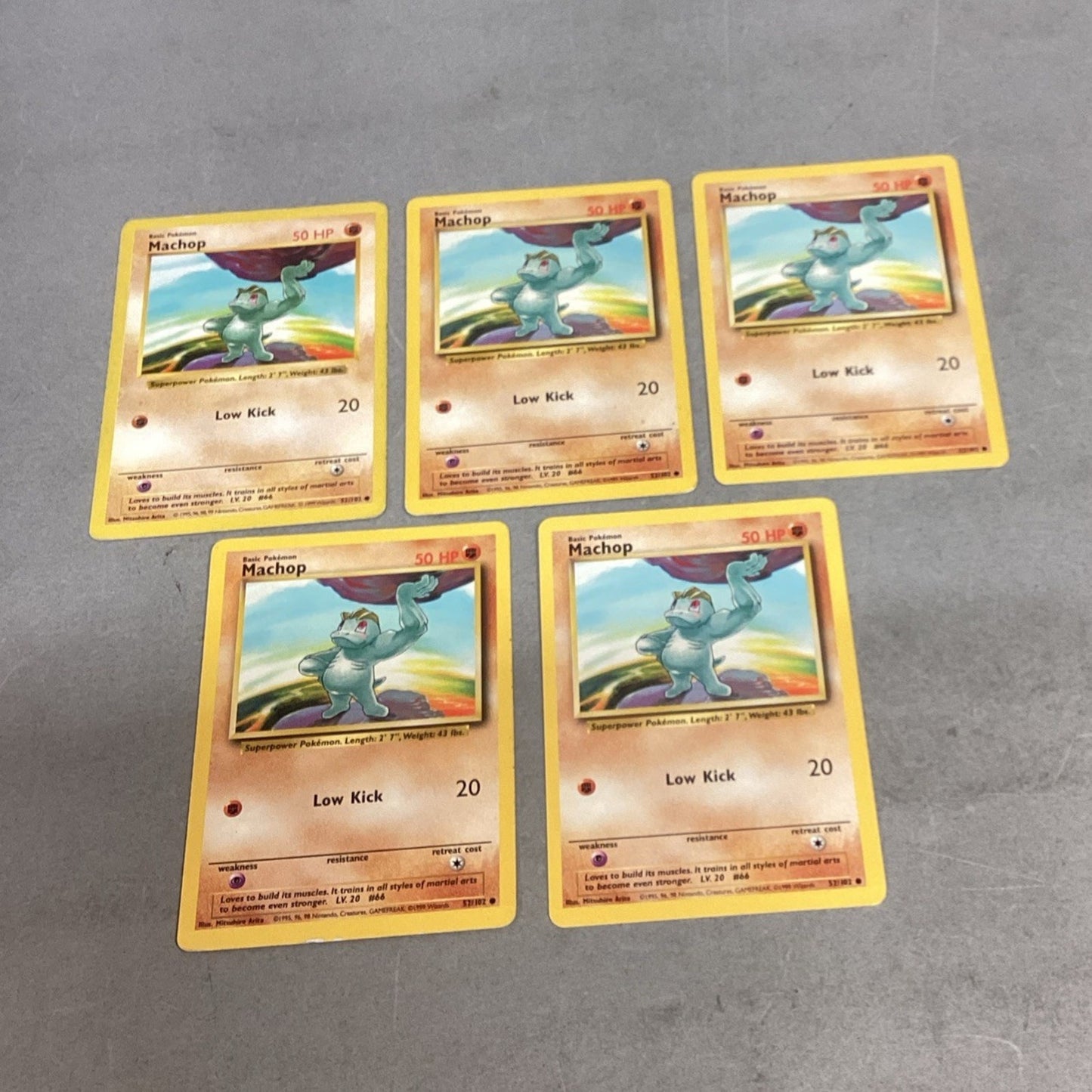 Lot Of 5 Pokémon Machop Trading Cards