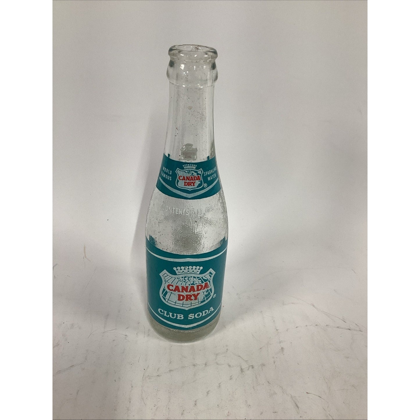 Vintage 16 Oz Royal Crown Cola Bottle & 7 Oz Canada Dry Seltzer Glass Bottle