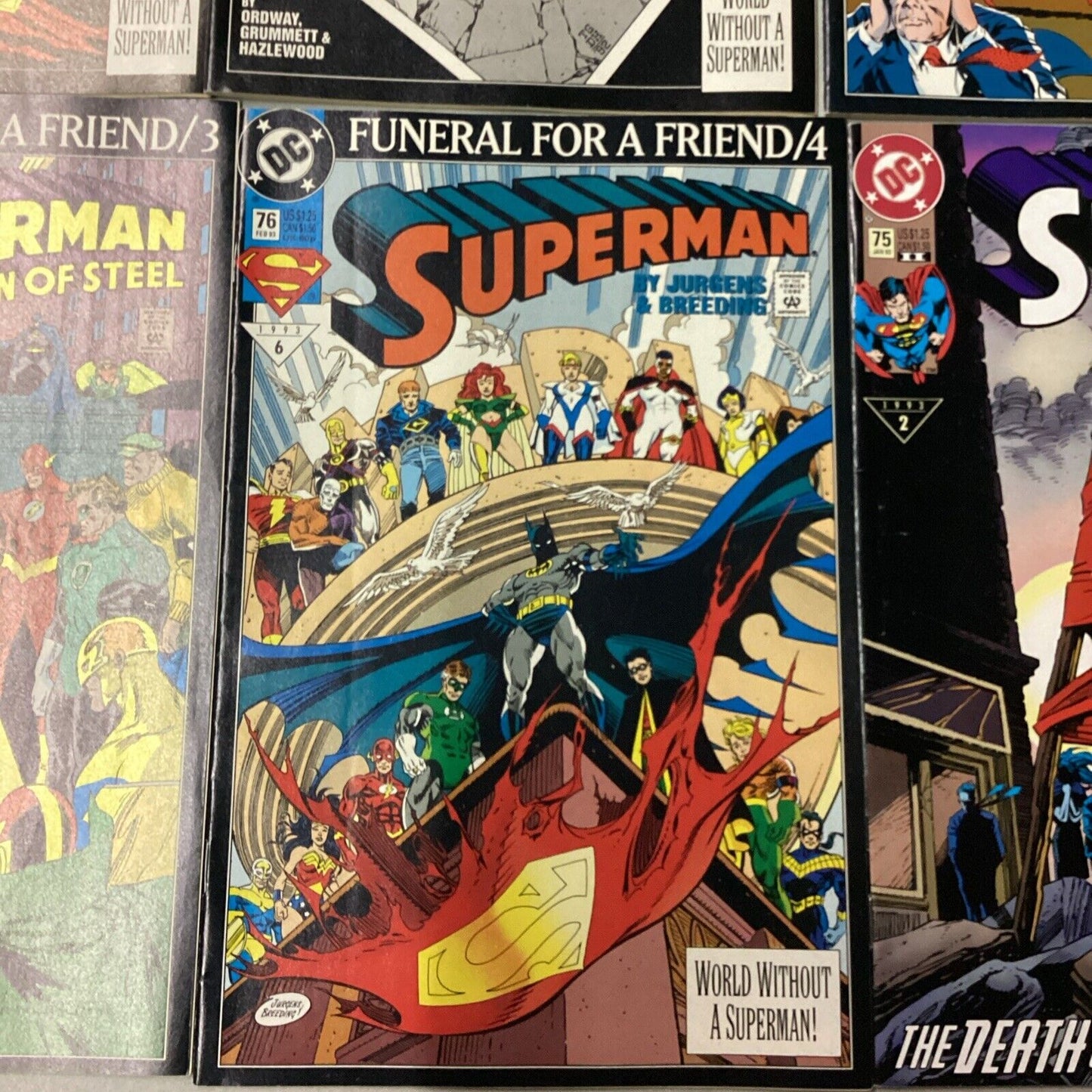 7 DC Comics - Comic Books - Superman #1-4, Justice League, Death Of Superman