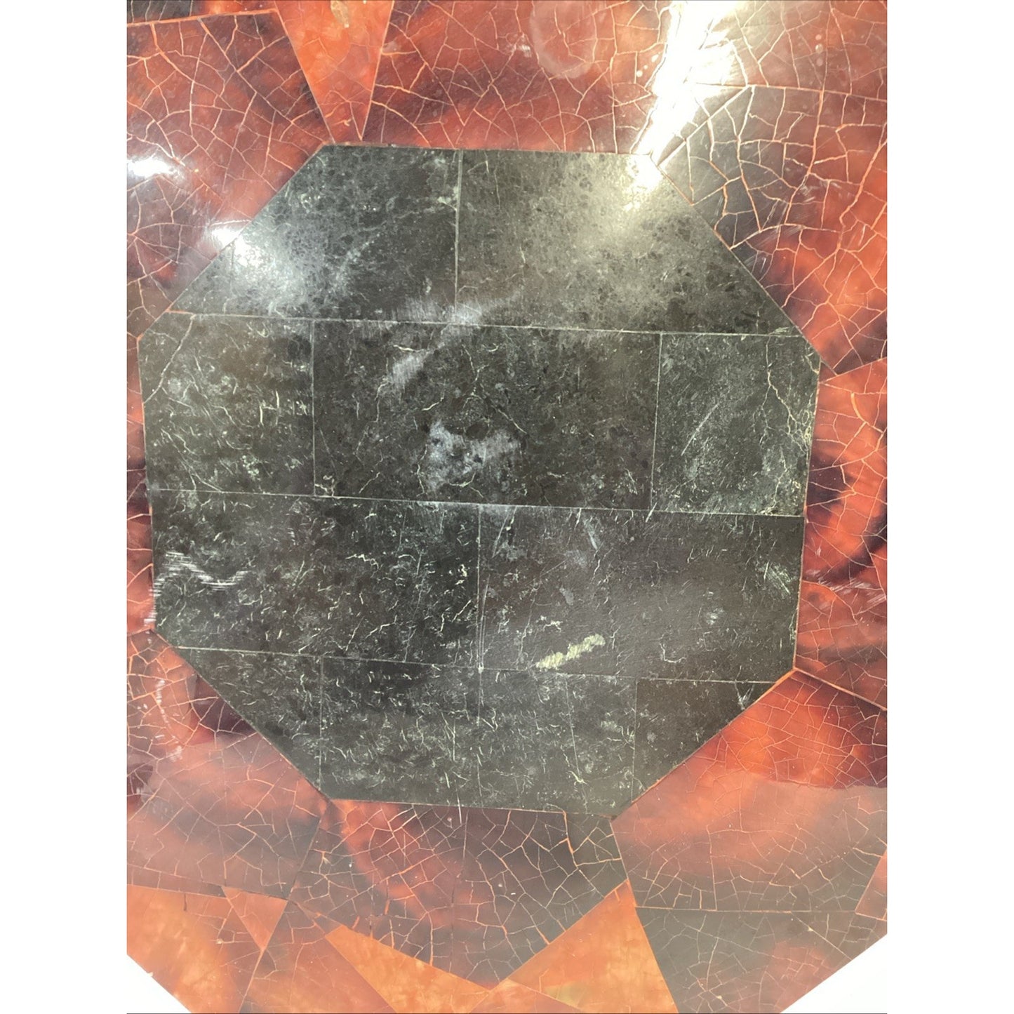 Octagonal Shaped Faux Marble Charcuterie Cheese Board - 15” - Felt Backing
