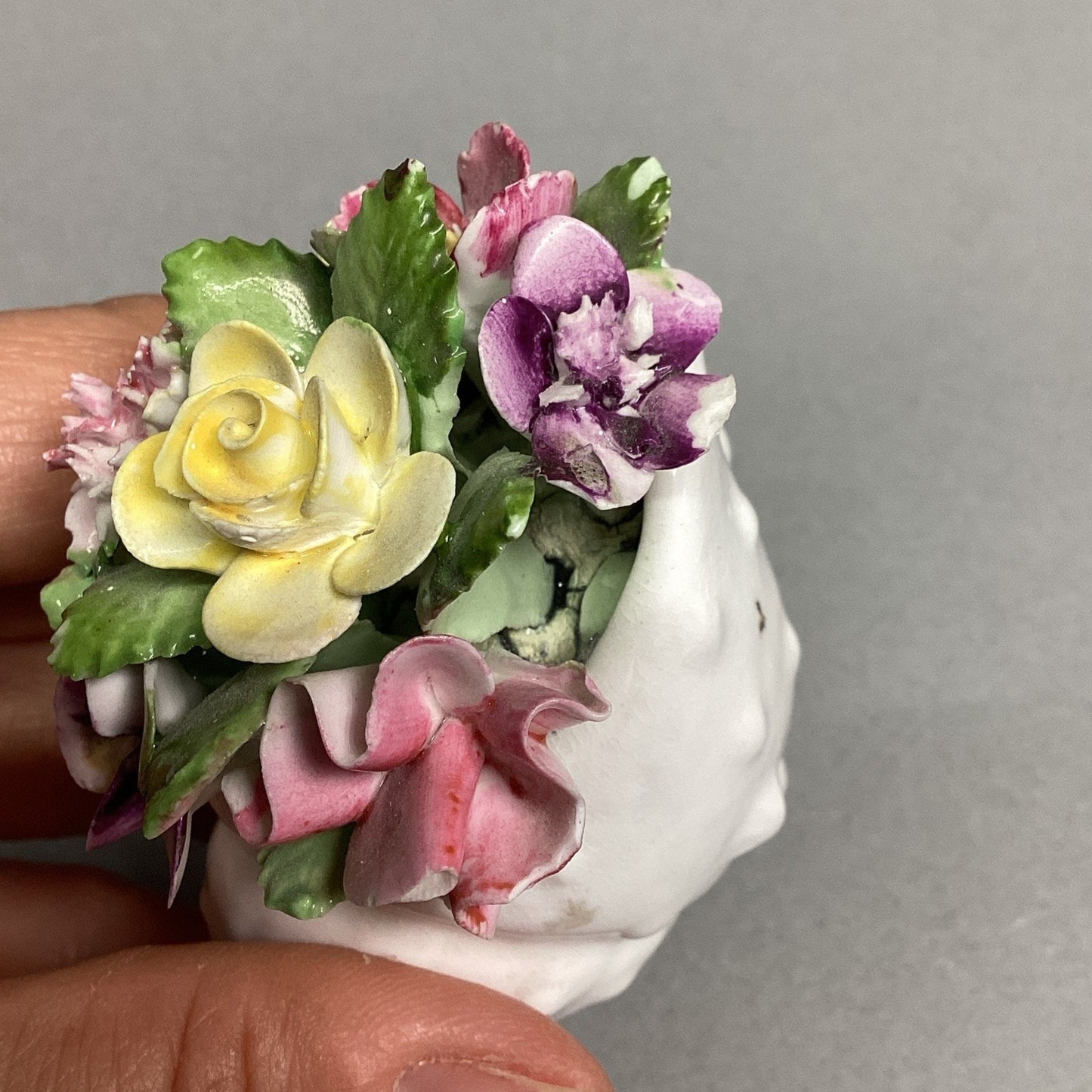 Vintage Royal Adderly Bone China Floral Bouquet Nestled in a Sea Shell - England
