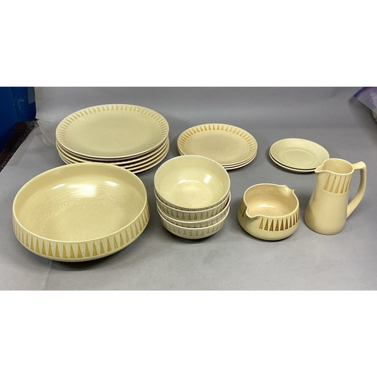 Set Of 18 Ben Seibel International Yellow MCM Dinner Set Bowls Plates Gravy Boat