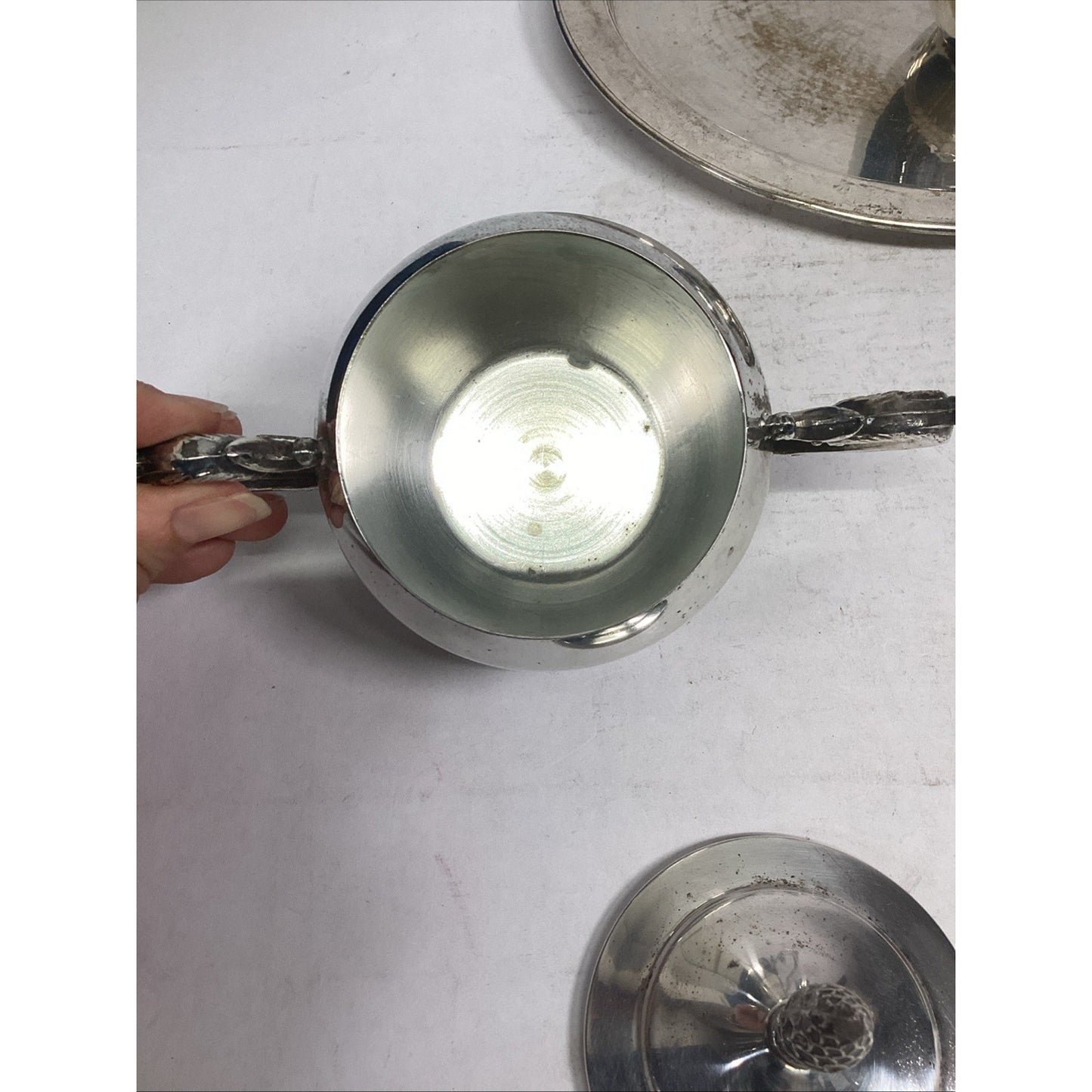 Vintage Leonard Silverplate Lidded Sugar and Creamer Set Pineapple Top