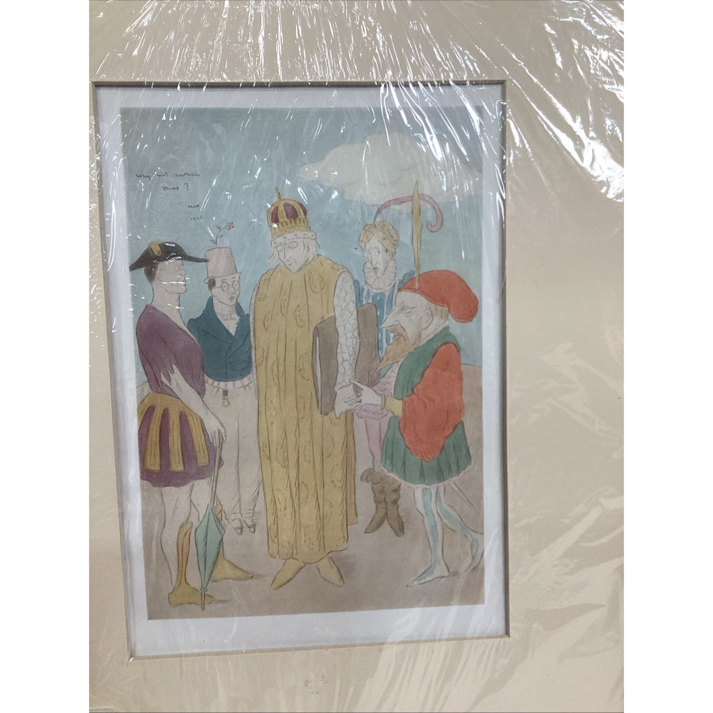 2 Antique 1925 Prints By Max Beerbohm- Nicholson Rattheson & A Caricature