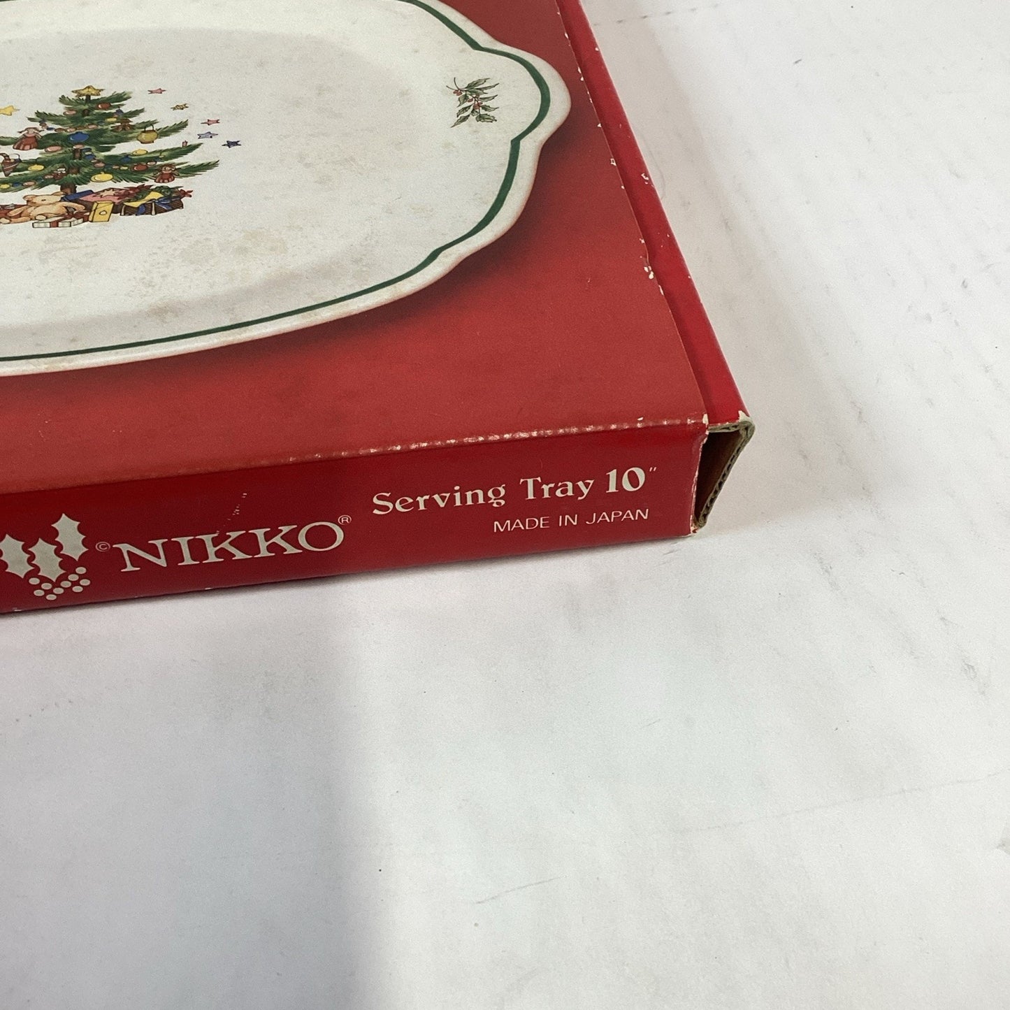VTG Nikko Happy Holidays Cake Cookie Plate Tray Serving Dish Christmas Tree 10"