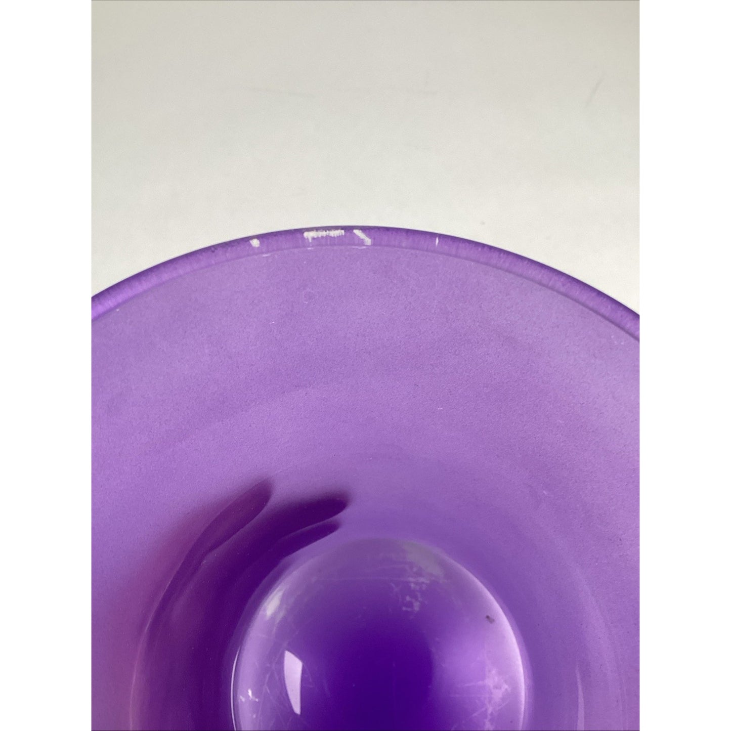 Large Smooth Hourglass Lavender Purple Frosted Glass Vase 8” Tall
