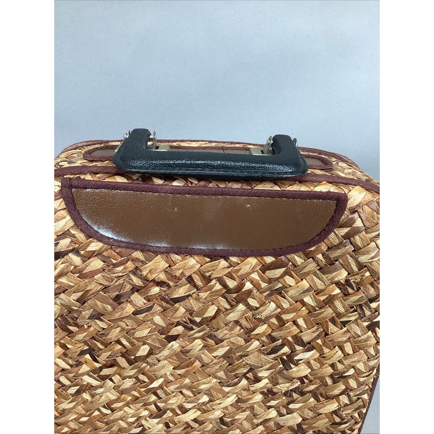 Vintage Woven Luggage Tote Bag - Made In The Phillippines- 12.75x11x3.25”.