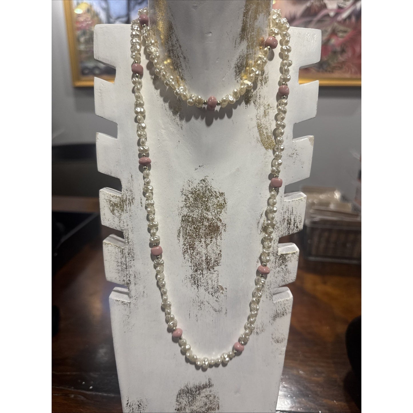 Honora Pearl And Pink Rhodochrosite Beaded Necklace 34”