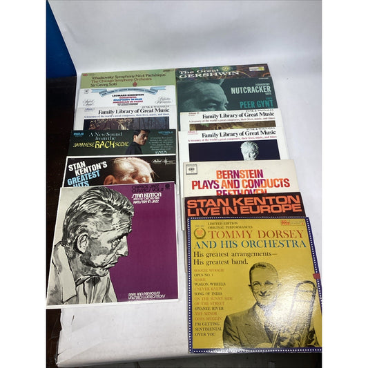 13 Vinyl Records - Tchaikovsky, Bach, Gershwin, Stan Kenton, Tommy Dorsey