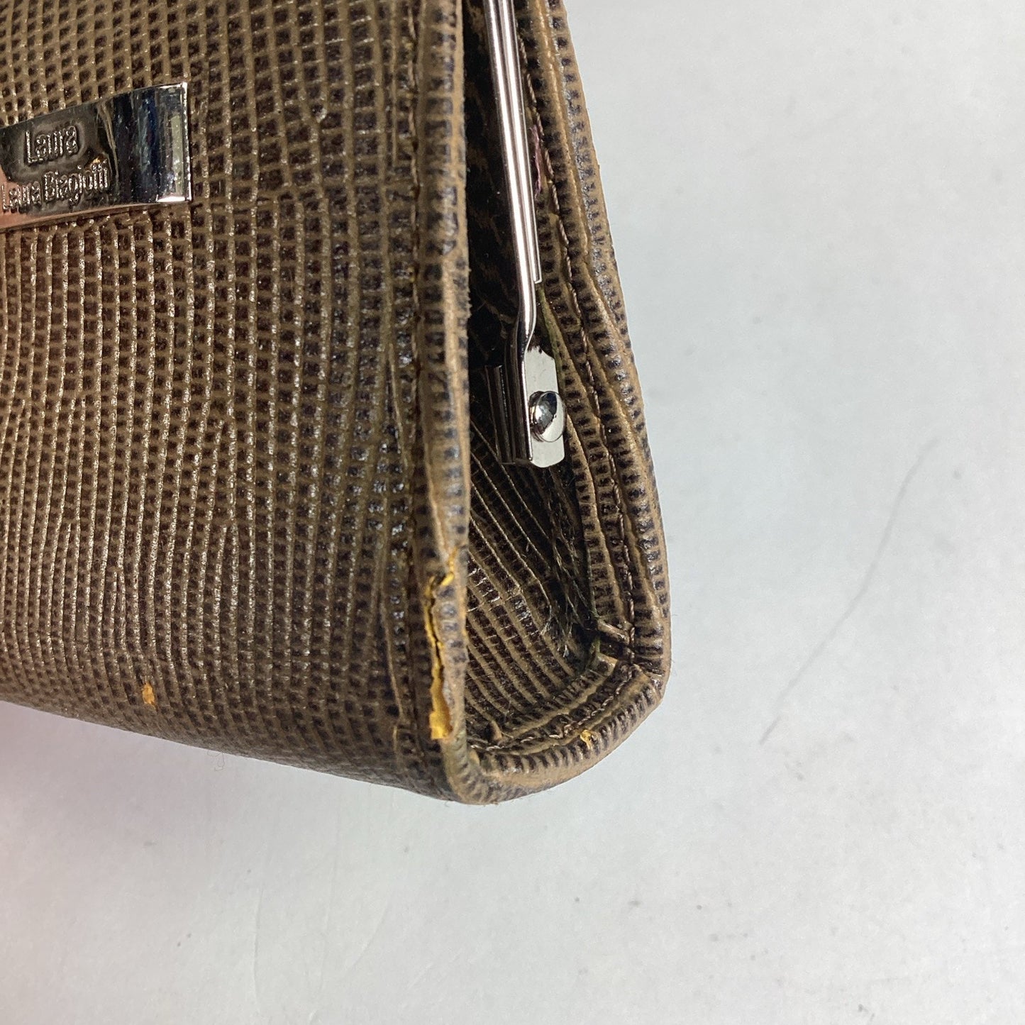 Laura Biagiotti Coin Purse Wallet Genuine Leather Reptile Pattern Italy