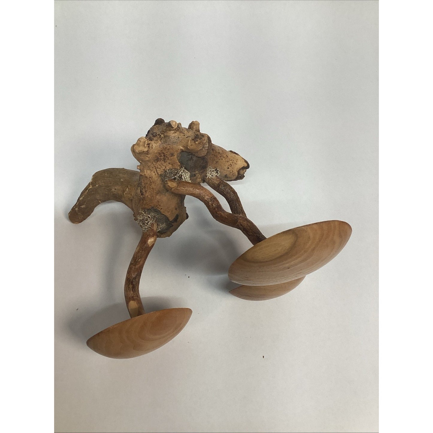 Vintage Hand Carved Glazed Wooden Sculpture