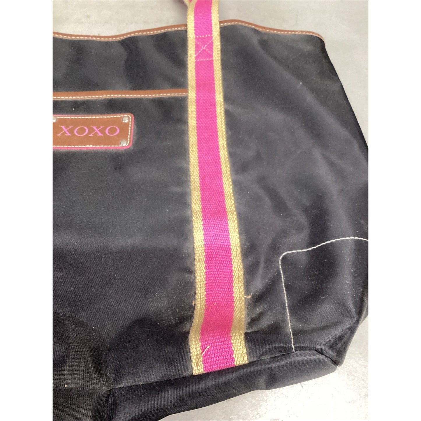 Vintage XOXO Pink Black Tote Bag - 18.5x14”