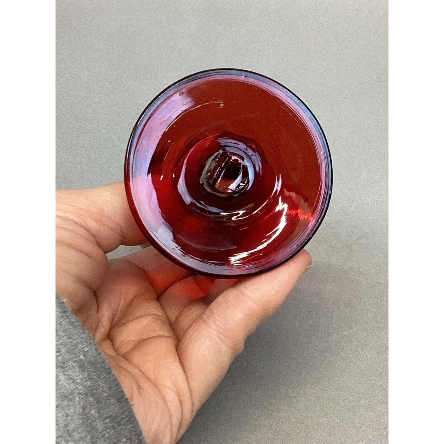Antique Small Crystal Bohemian Red Ruby Acid Etched Glass - 4.25”