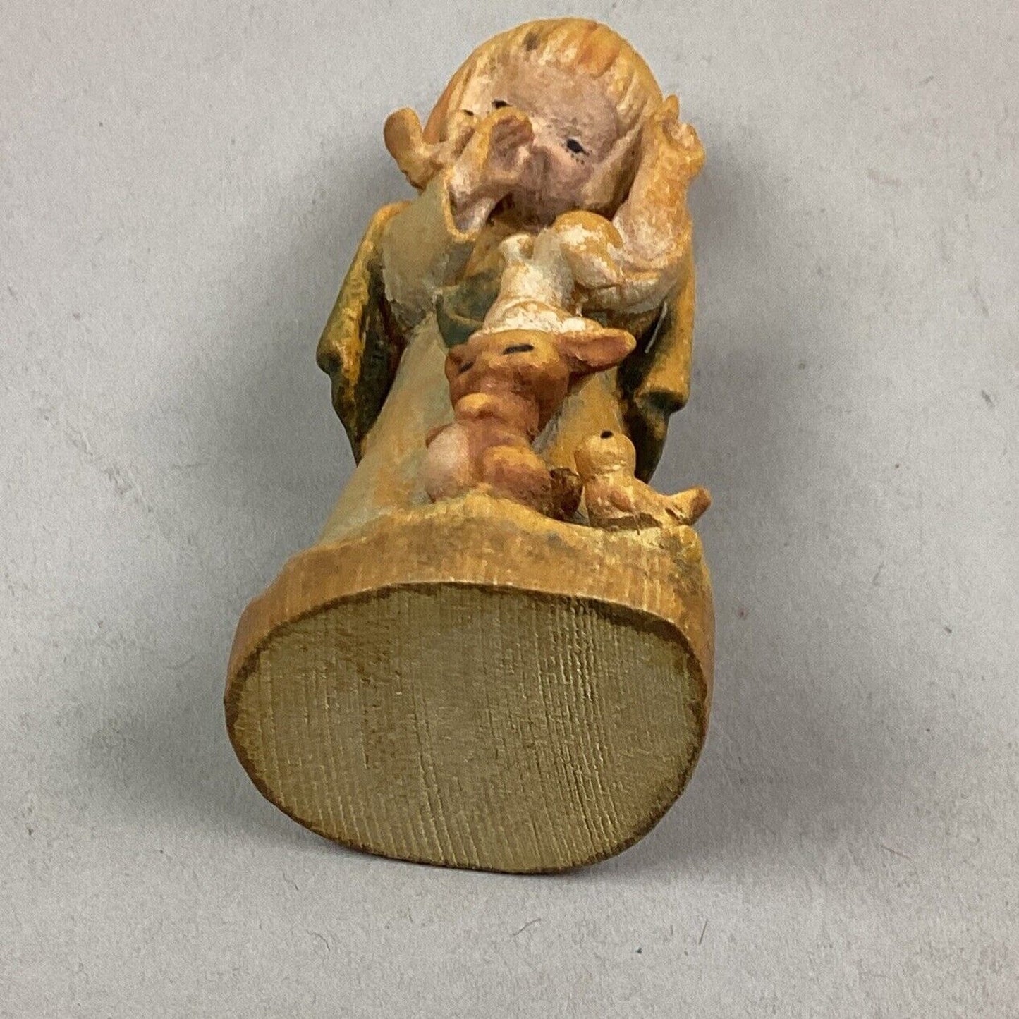 Vintage Anri Wood Carving Figurine - “Talking To The Animals” - 3”