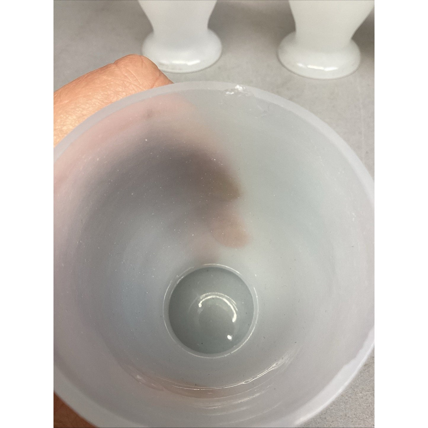 Set Of 7 Vintage Frosted Glass Egg Cups - 4”H