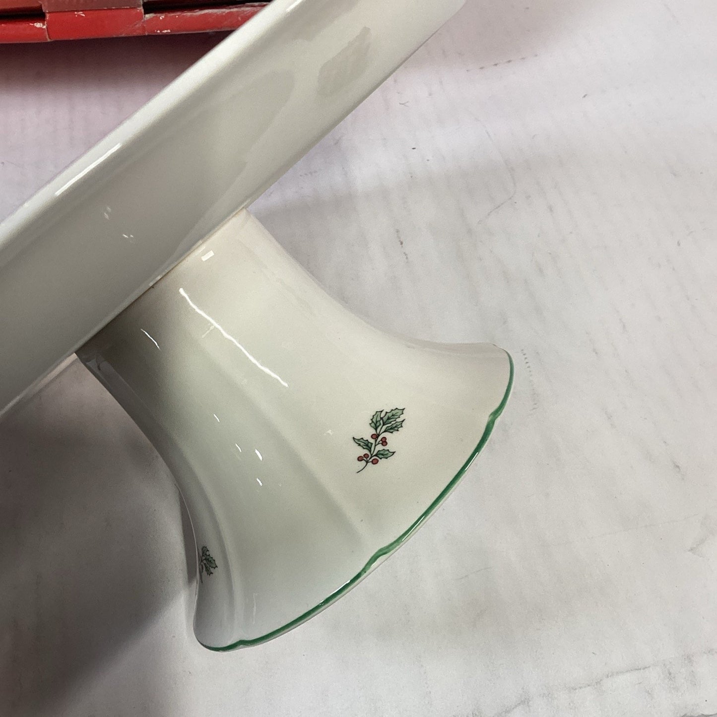Vintage 1980's Nikko Japan Happy Holidays Christmas Tree Pedestal Cake Plate