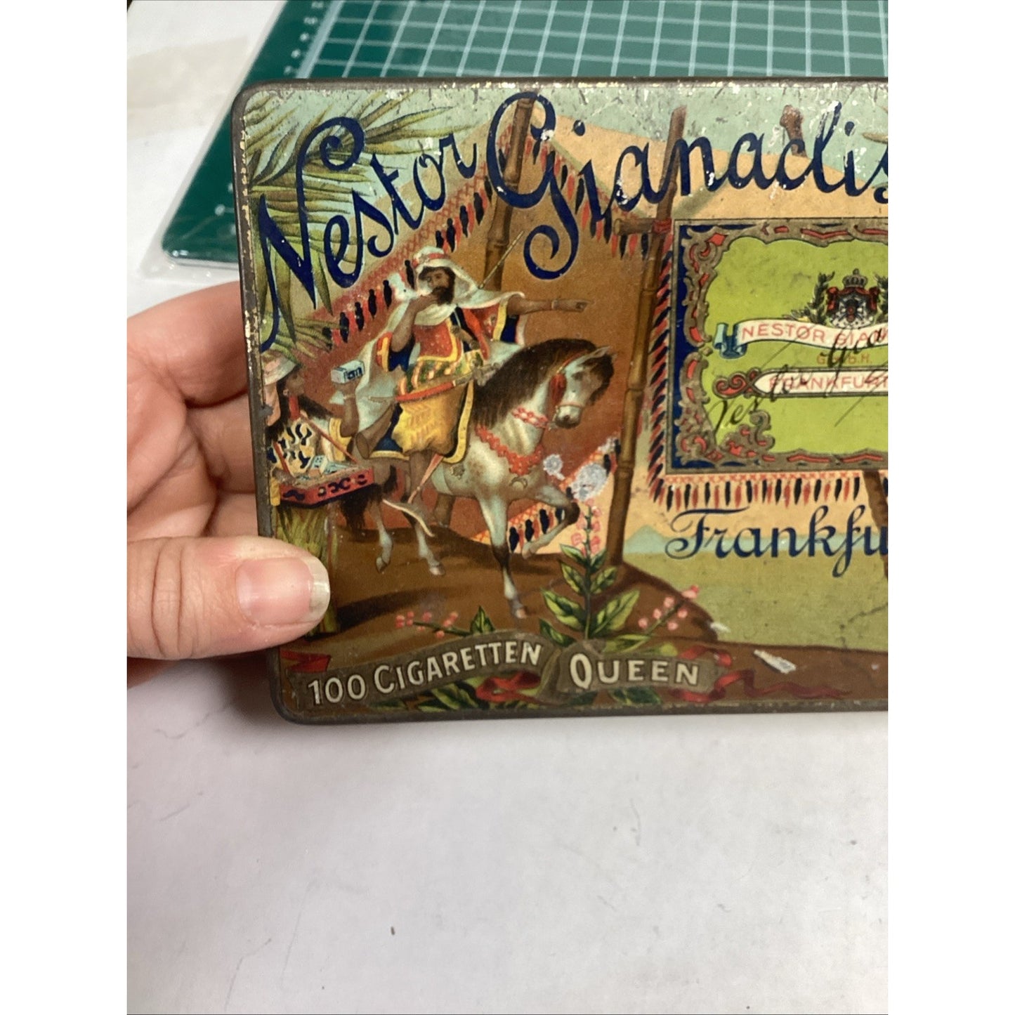 VINTAGE 1920’s CIGARETTE NESTOR ADVERTISING MINIATURE LITHO TIN BOX