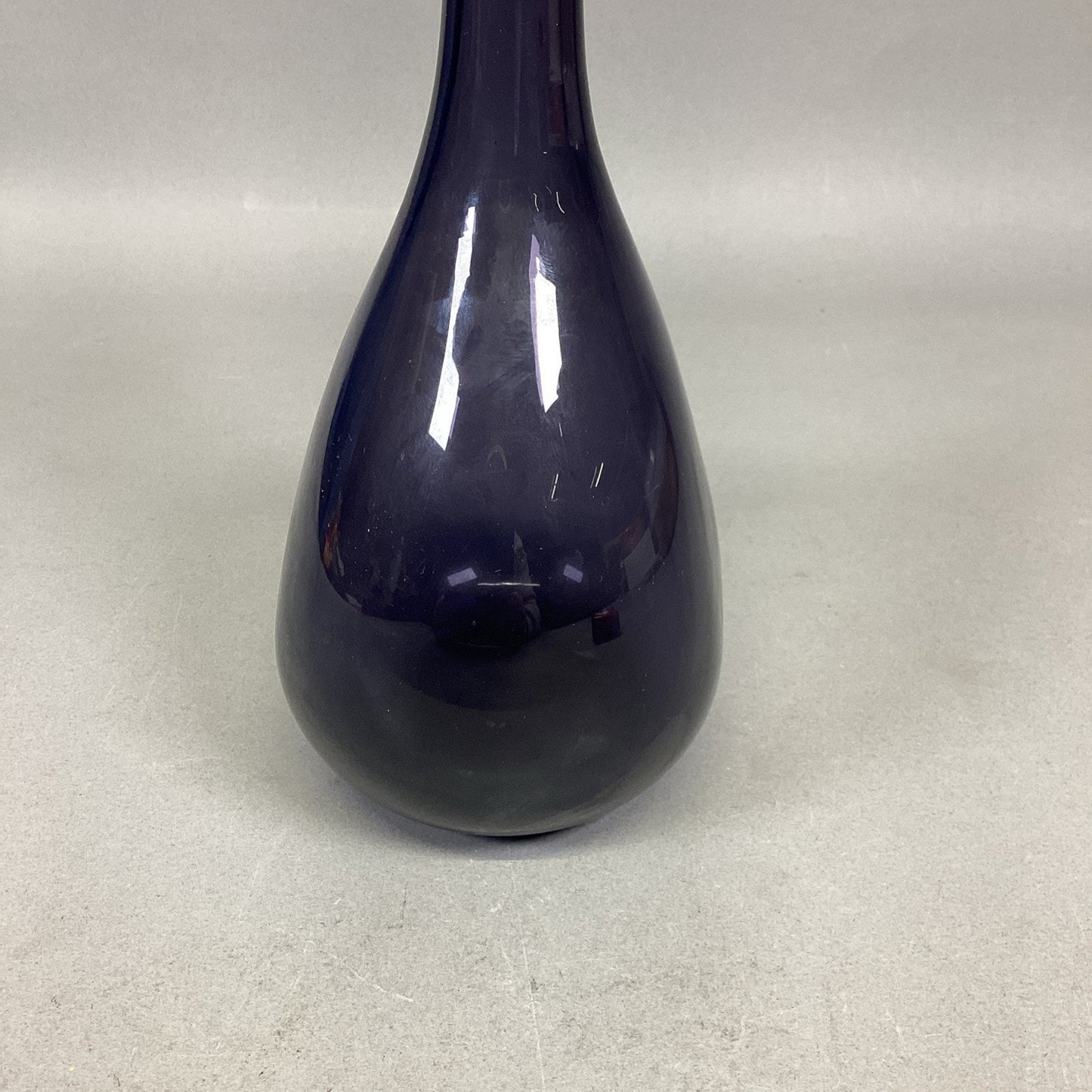 Vintage Hand Blown Purple Glass Bud Vase - 9”H
