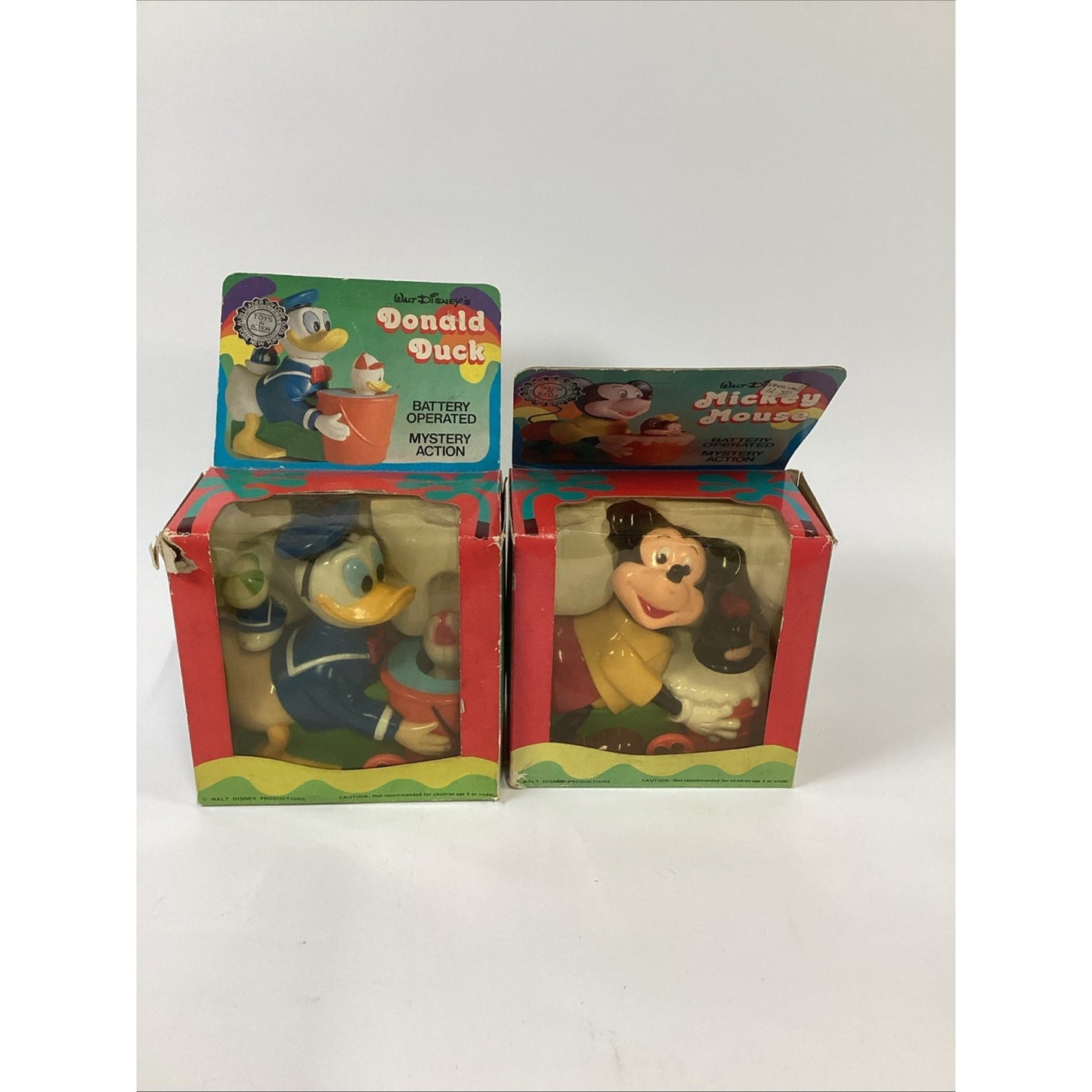 Lot Of 2 Vintage NOS 1970’s Disney Toys W/ Mystery Action - Mickey & Donald Duck