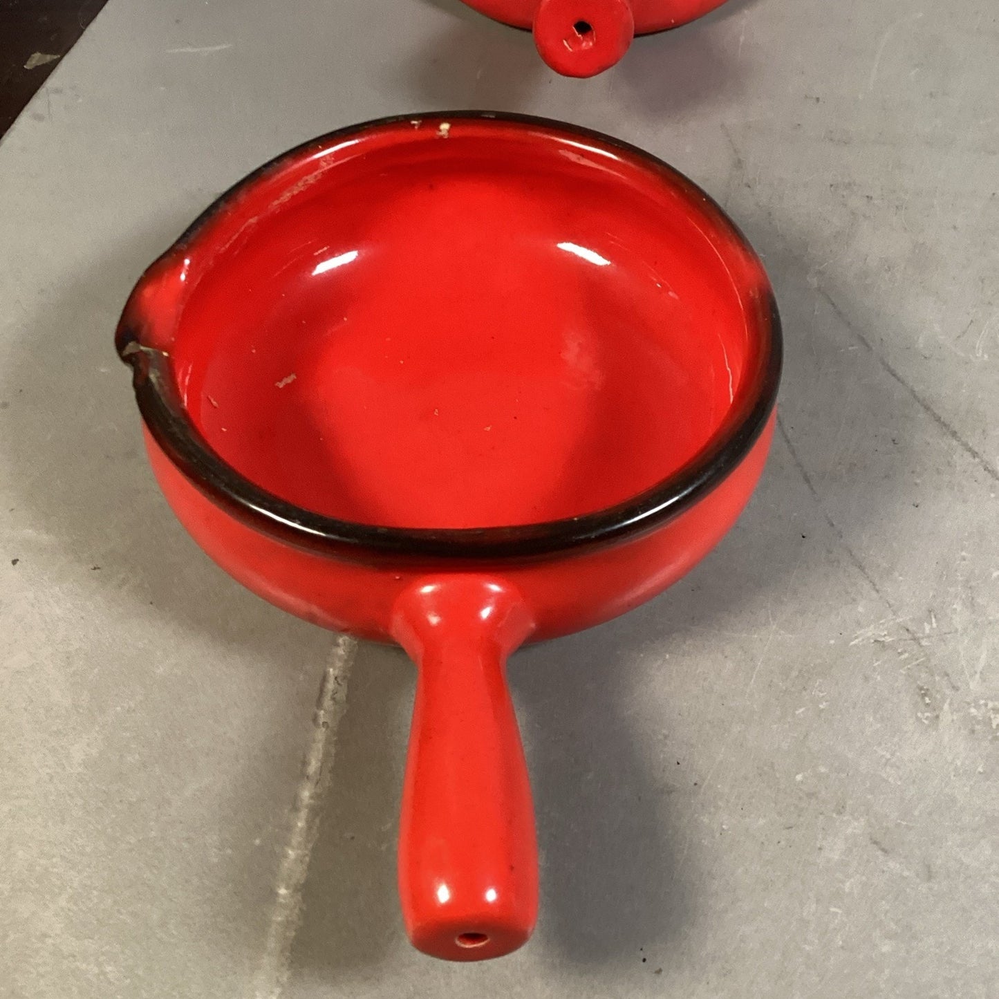 Vintage Set Of 3 Caquelon Ceramic Pot Set Red Made In France