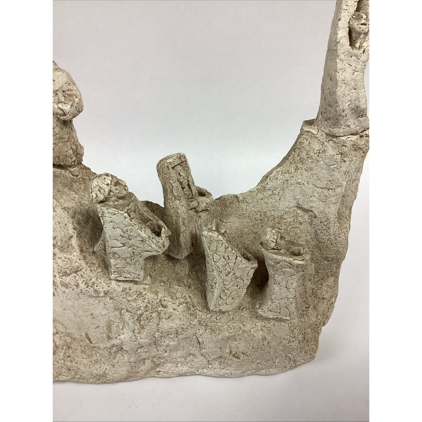 Austin Productions Vintage 1967 Menorah Judaica Large Clay Resin Statue - 21x14”