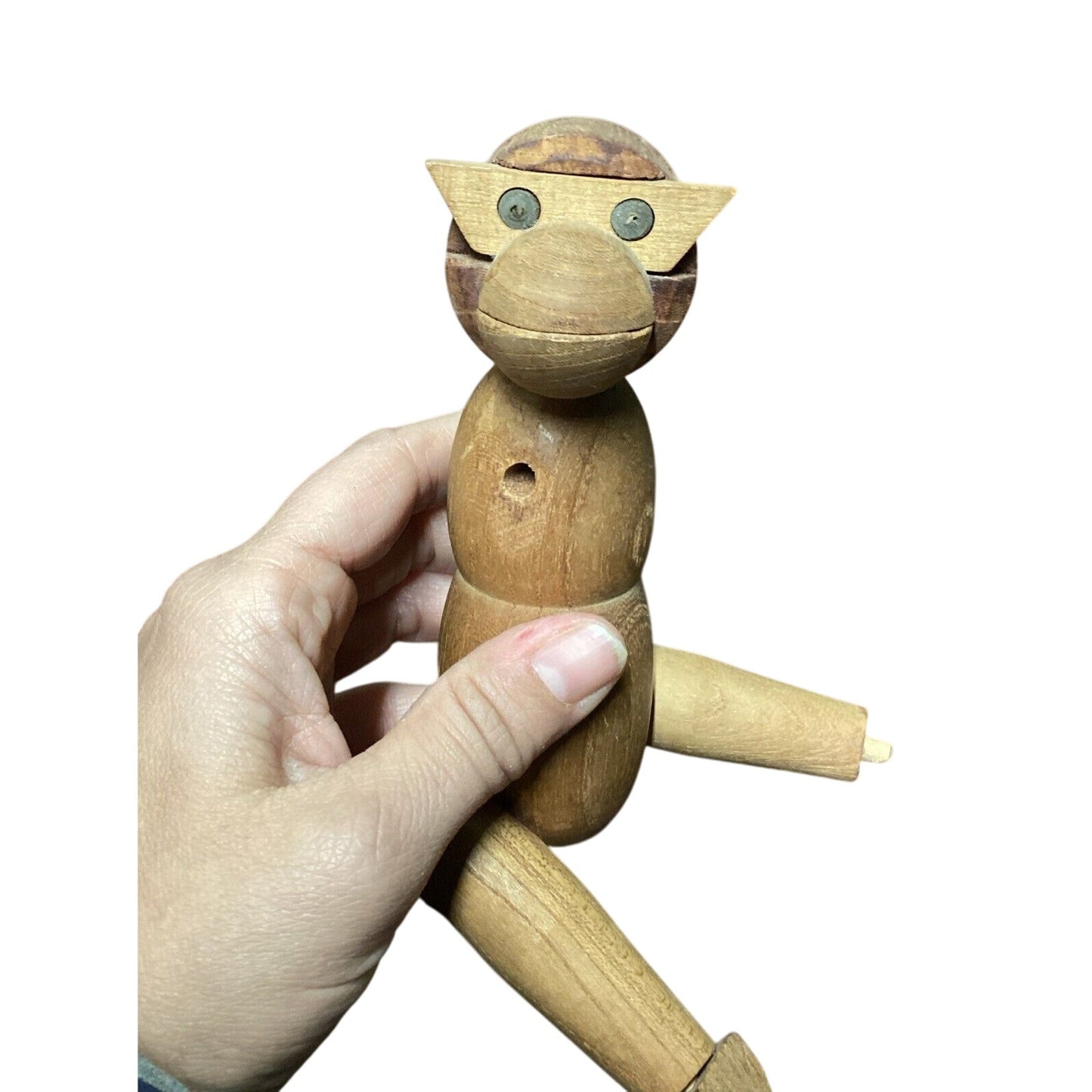 Kay Bojesen Style Teak Wood Hanging Wooden Articulated Monkey Vintage