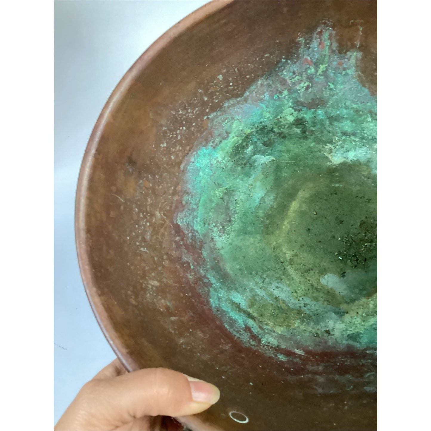 Vintage Copper Mixing Bowl w/ Brass Ring (Rolled Edge) 10.5”x5.5”