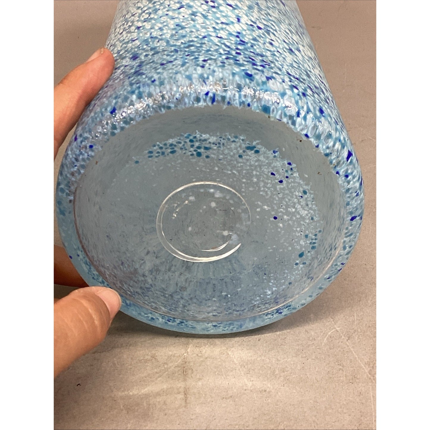 Handblown Speckled Blue Large Glass Decanter - 19”H