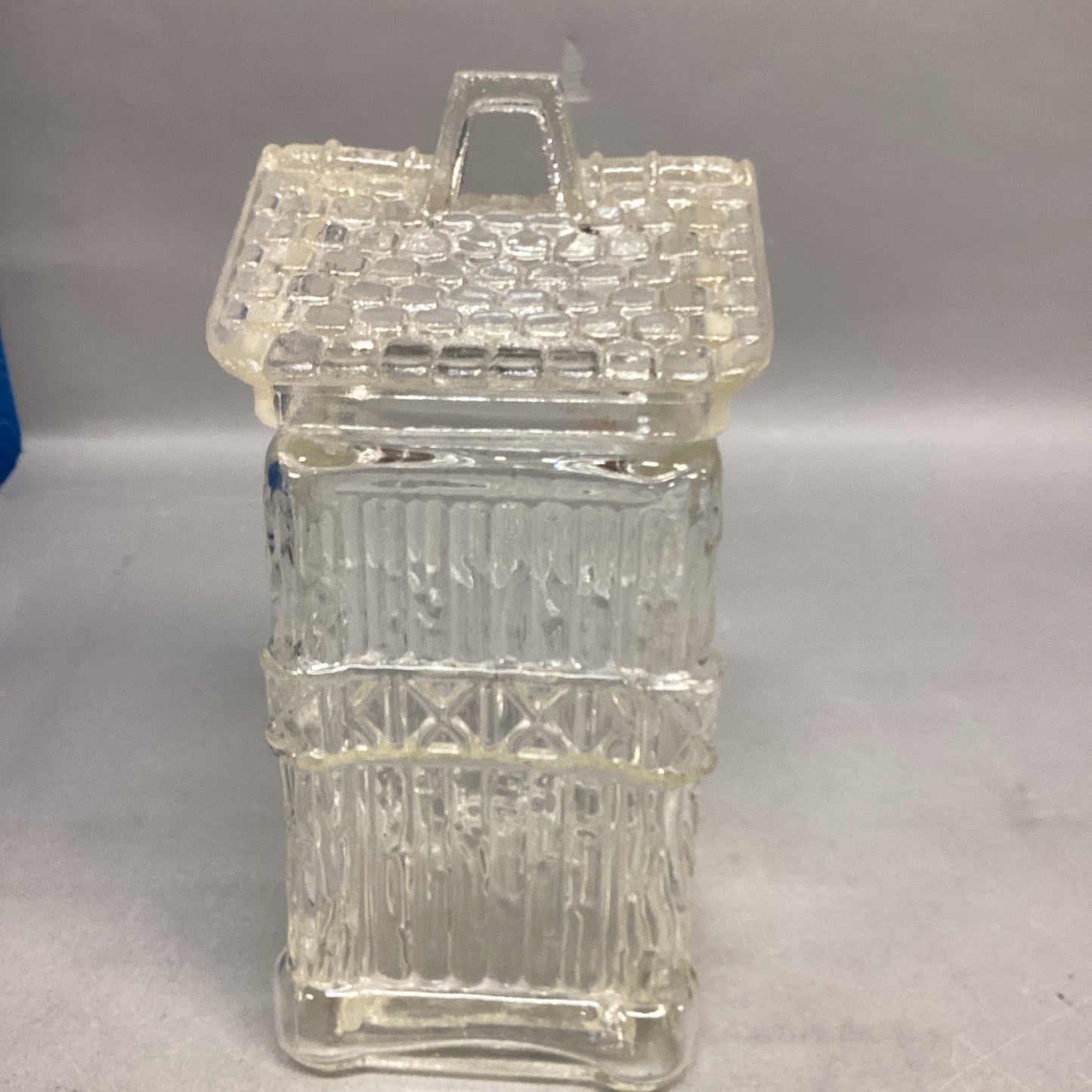 Marshall Fields Clear Glass 2-Story Building Cookie Jar - 9”H