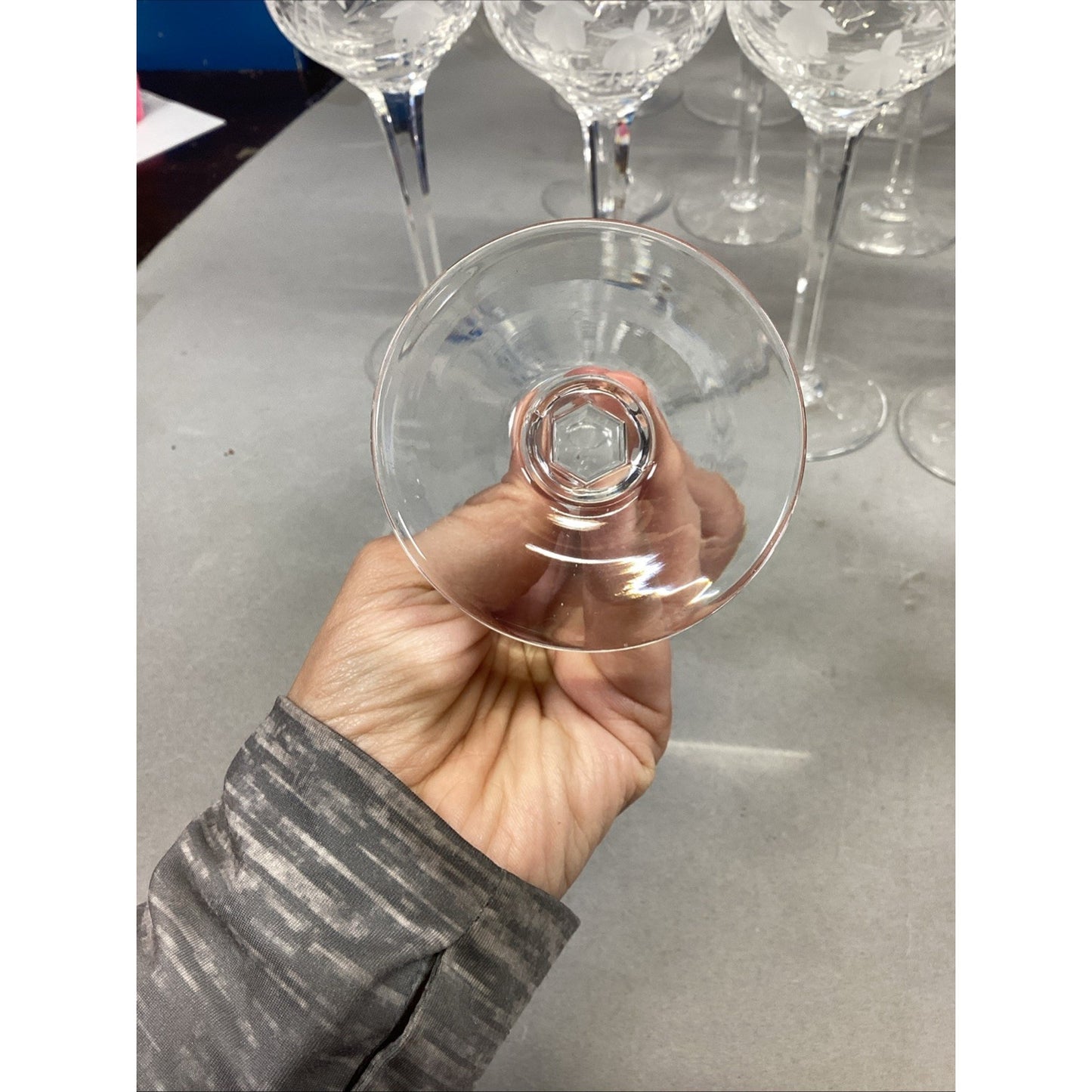 27 Glass Champagne, Red & White Wine Glasses & Water Glasses w/ Frosted Flowers