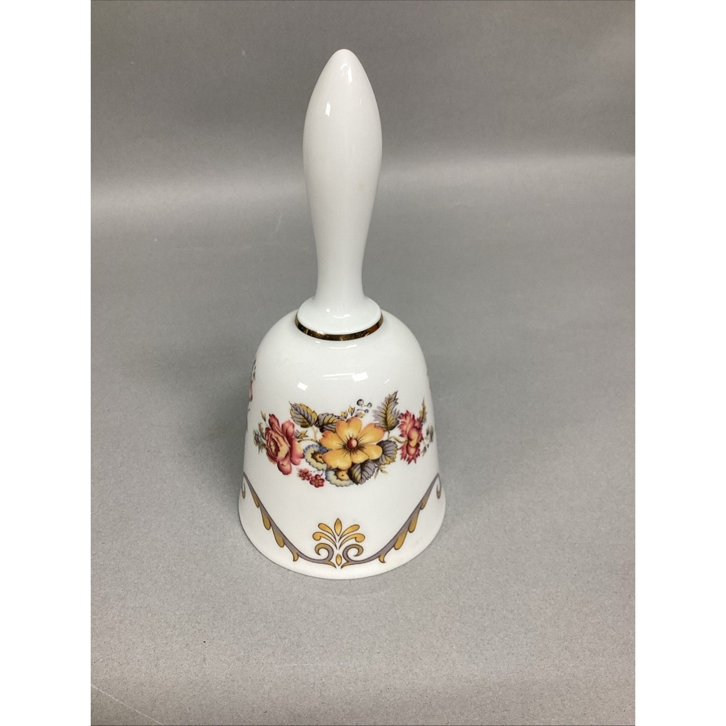 Antique Bareuther Waldsassen Bavaria Germany Porcelain Floral Dinner Bell