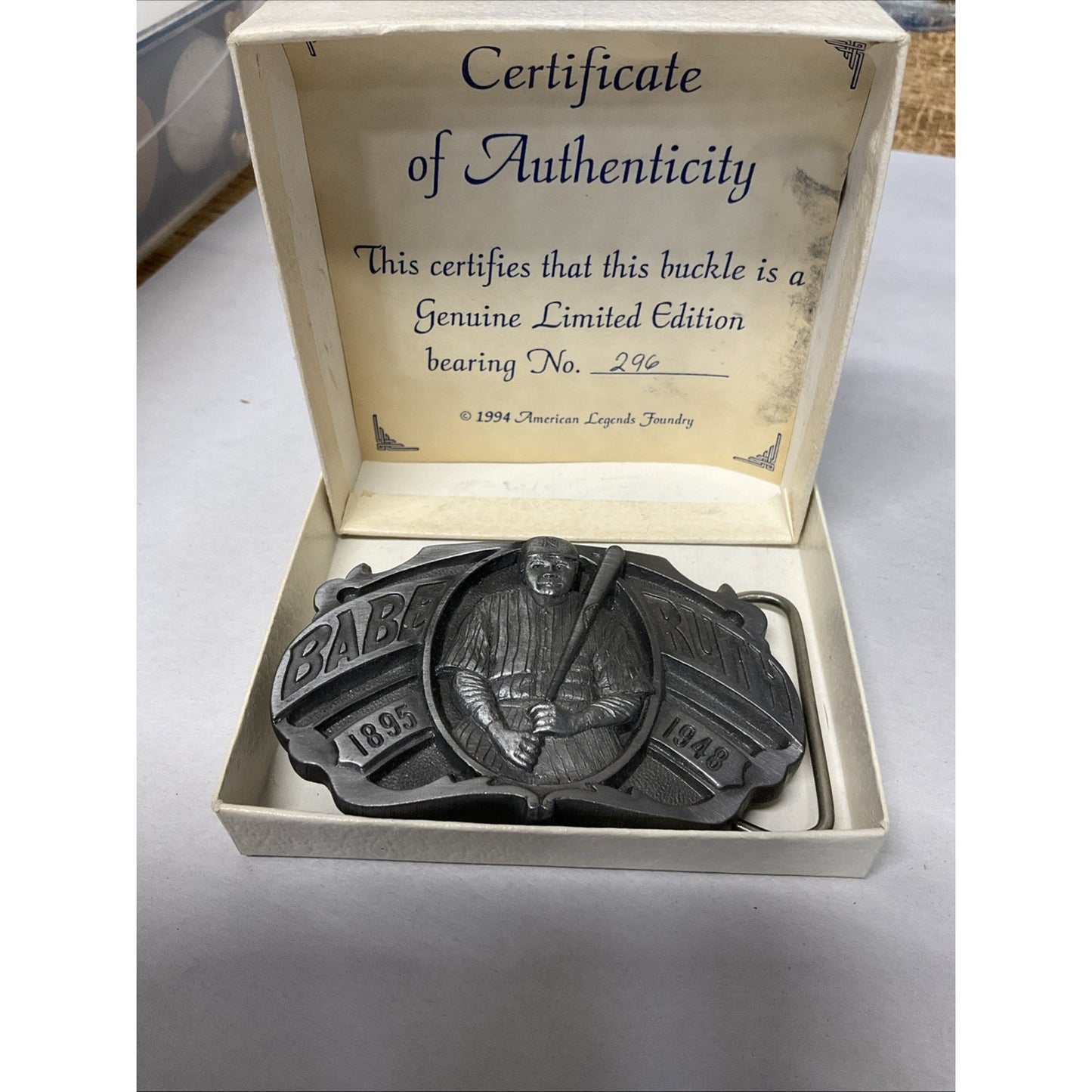 Vintage Babe Ruth Belt Buckle Baseball Limited Edition