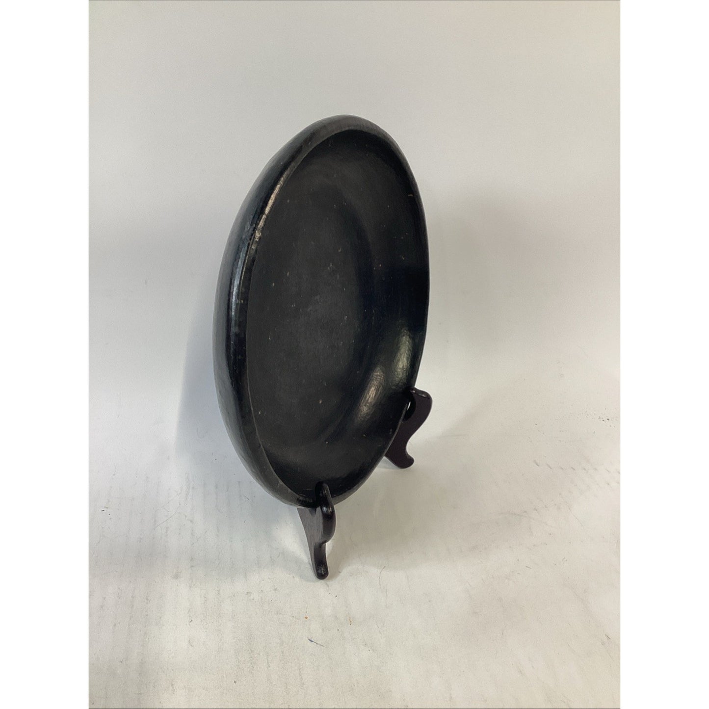 Antique Black Papier Mache Pressed Paper Pulp Ware Decorative Bowl Plate - 9”D