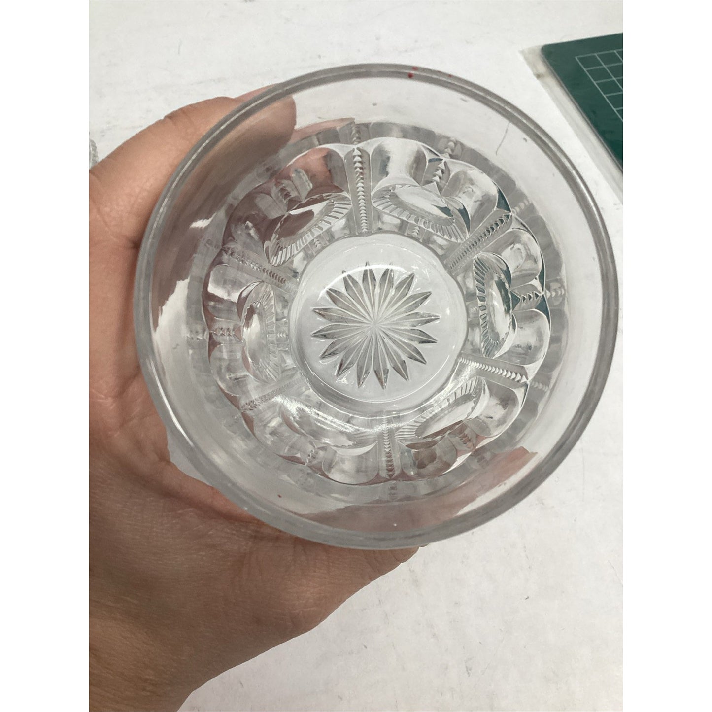 Set Of 4 Vintage Pressed Glassware Drinking Cups - 3.75”H