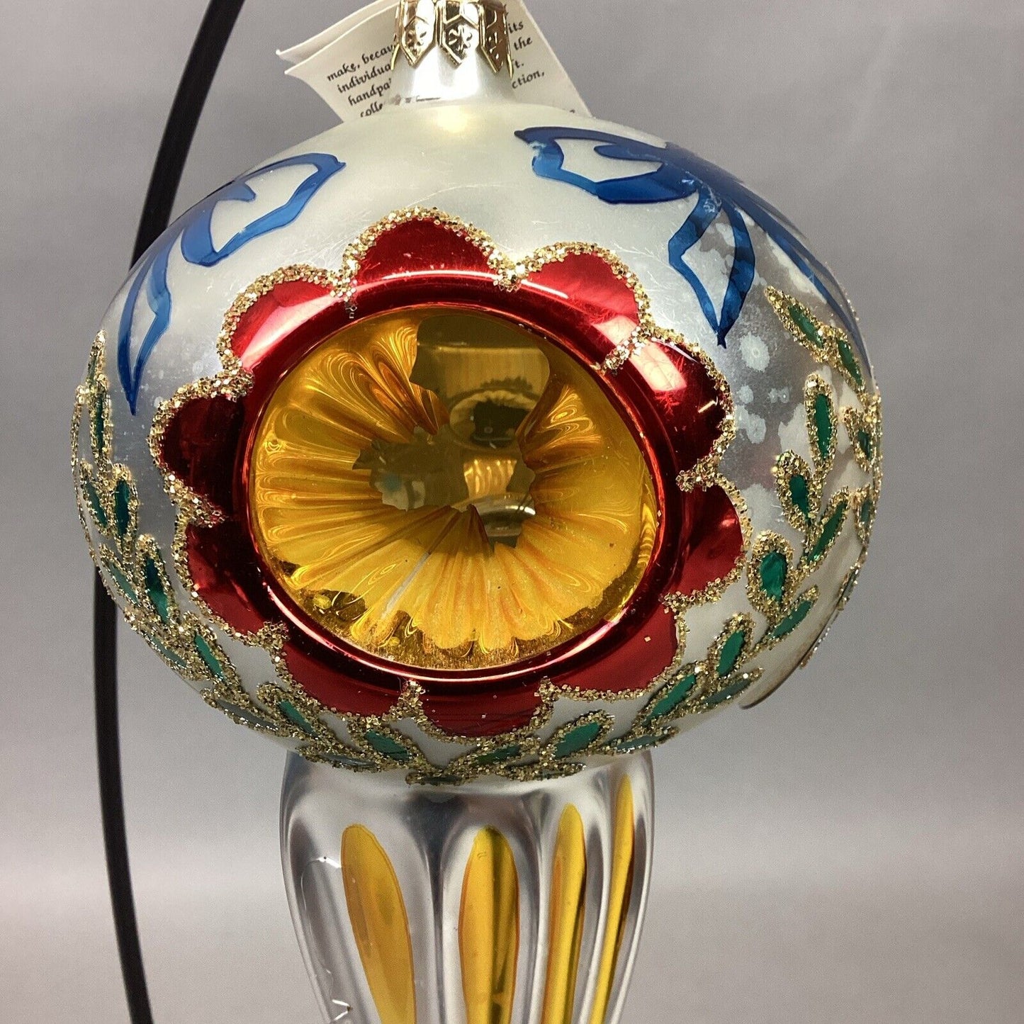 Christopher Radko Triple Reflector Glass Christmas Ornament - 8” - Damaged