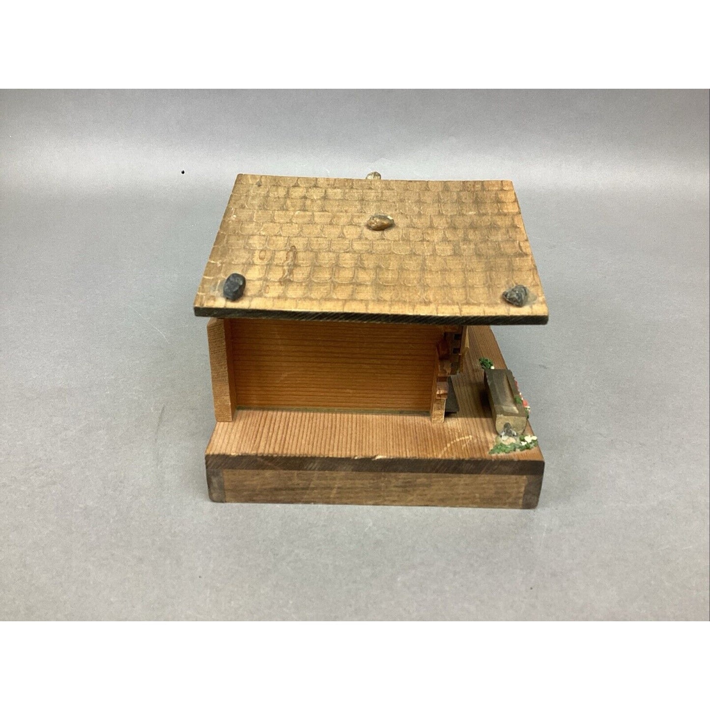 Antique German Swiss Chalet Wooden Cottage Music Box - Arrivederci Roma #190