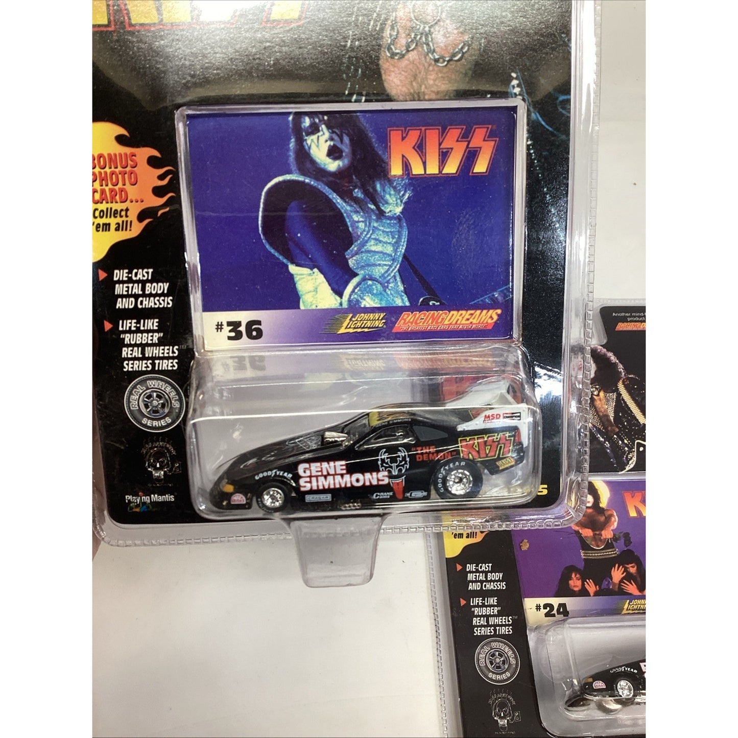 Set Of 4 Vintage 1997 NOS KISS DRAGSTERS - Peter Criss, Gene Simmons, Ace & Paul