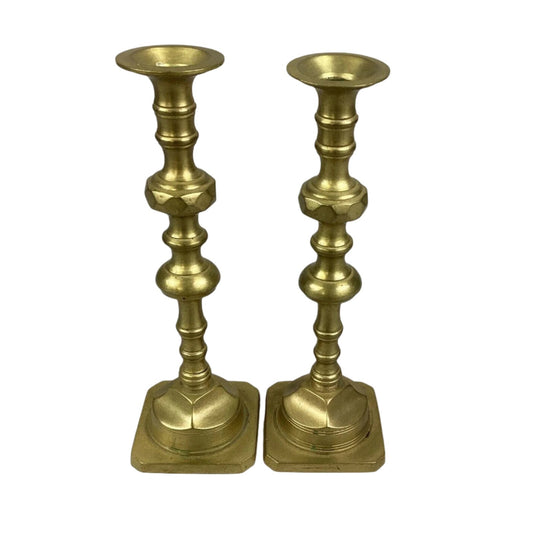 Pair Of Vintage Solid Brass Ornate Candle Stick Holders - 11 1/2”